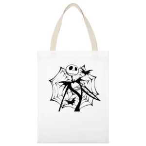skeleton and the web White Canvas Tote Shopping Bag