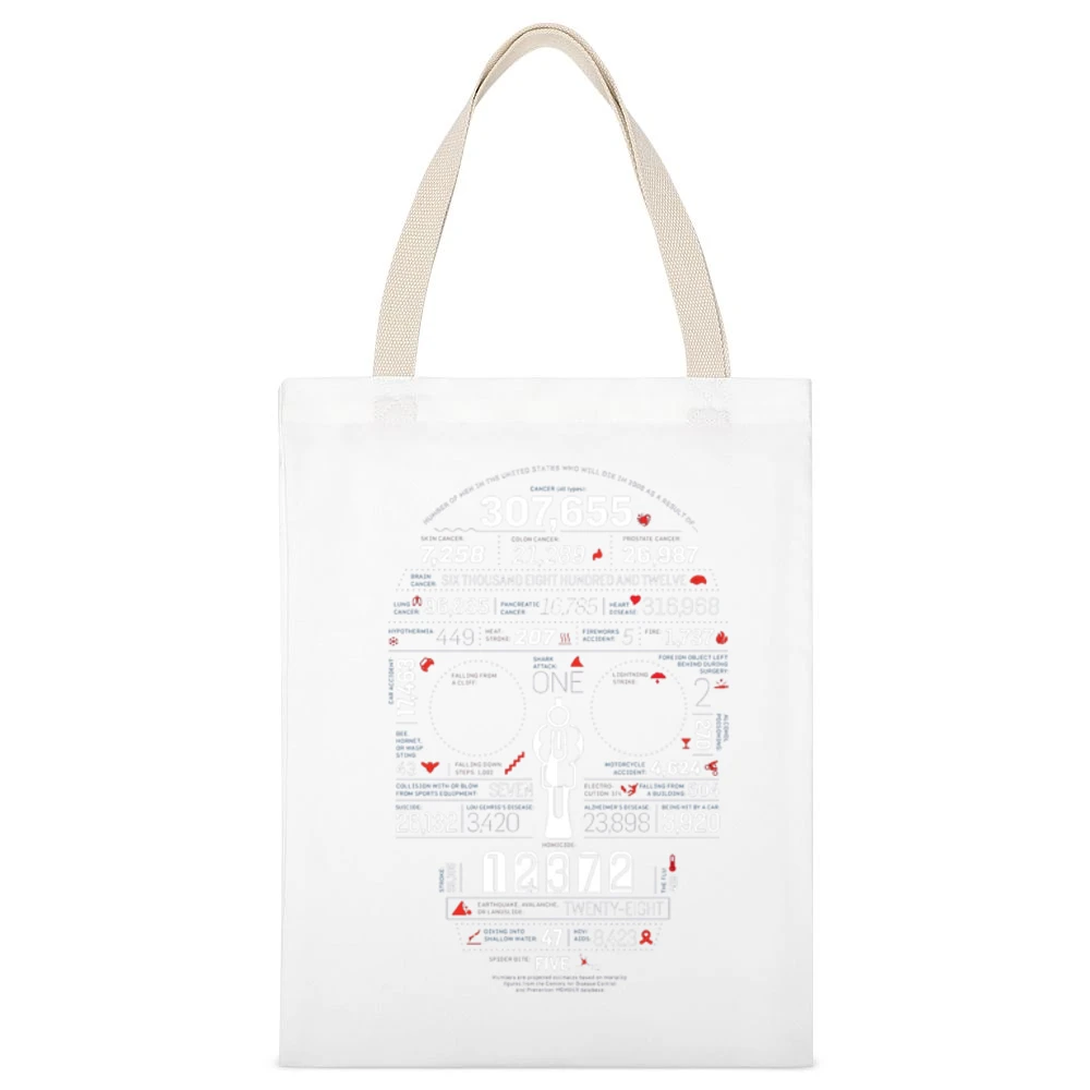 skull death life magazine homicide charts facts White Canvas Tote Shopping Bag