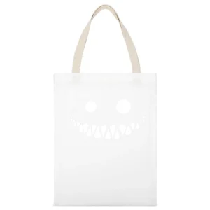 smiley scary teeth halloween funny White Canvas Tote Shopping Bag