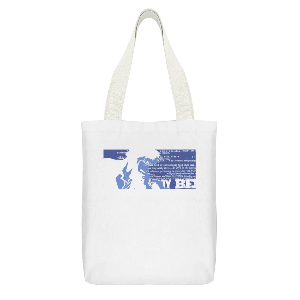 smoking spike cowboy Bebop space ship spiegel bounty hunter anime T Sh White Canvas Tote Shopping Bag With Interior Pocket