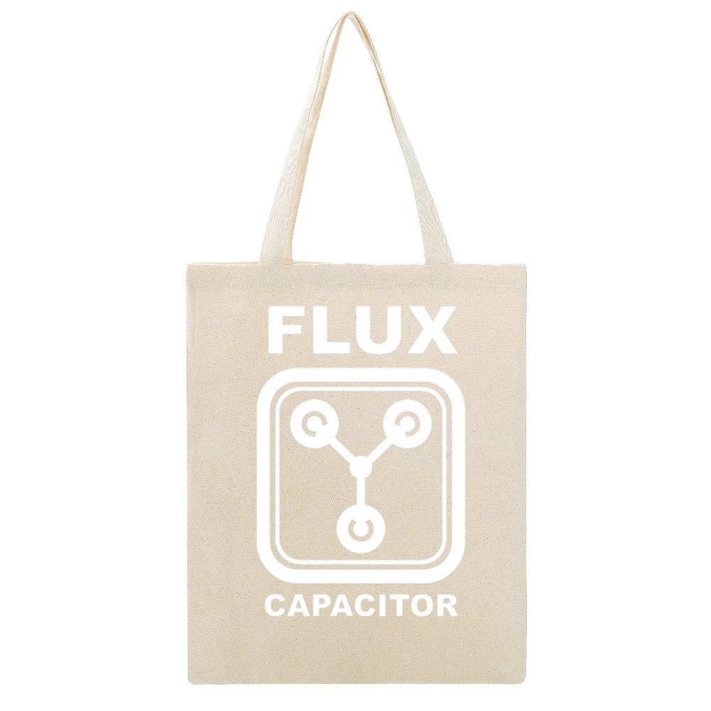 the flux capacitor Dolorean time machine back to the future movies T S Beige Canvas Tote Shopping Bag