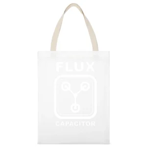 the flux capacitor Dolorean time machine back to the future movies T S White Canvas Tote Shopping Bag