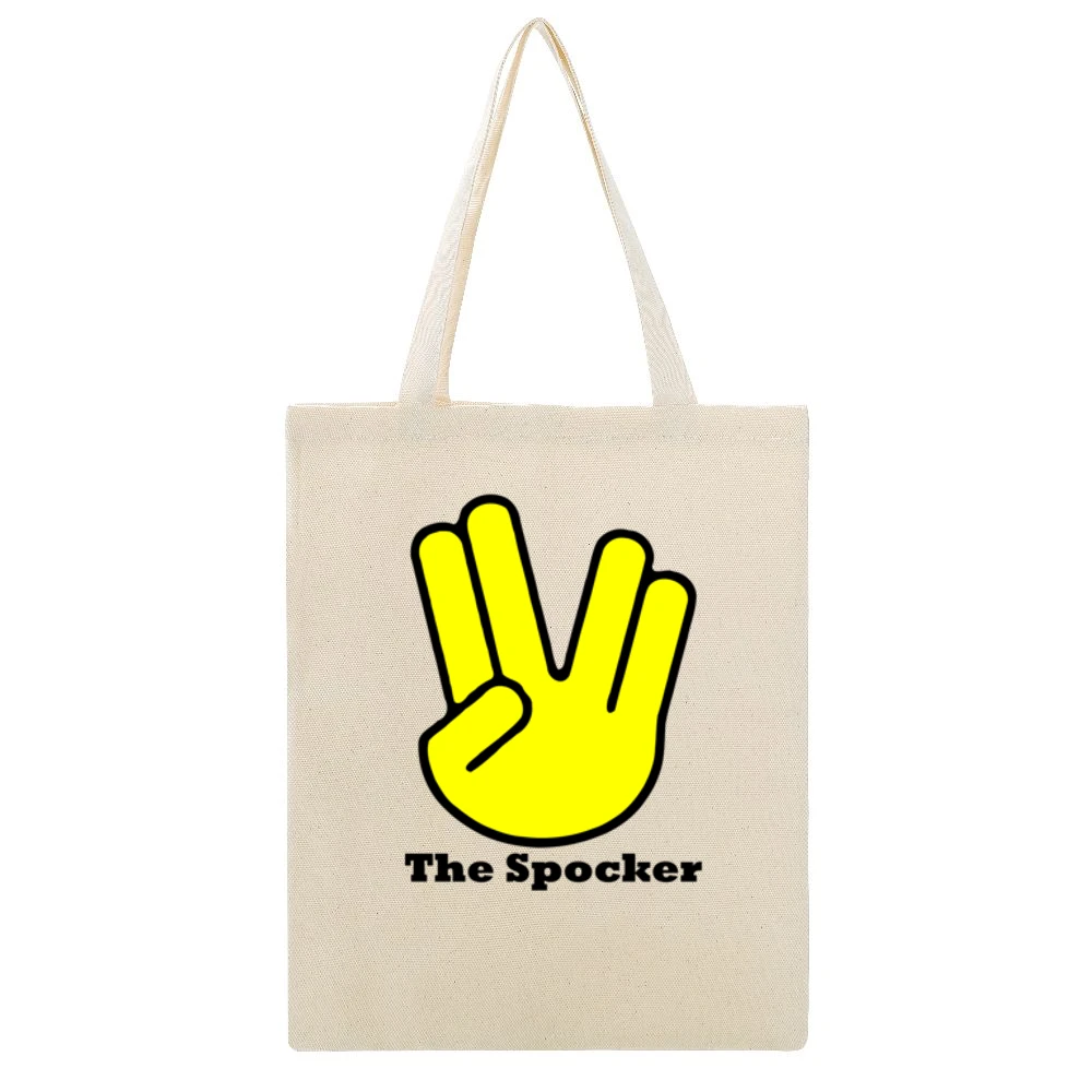 the spocker - spock vulcan hand sign star trek movies Beige Canvas Tote Shopping Bag