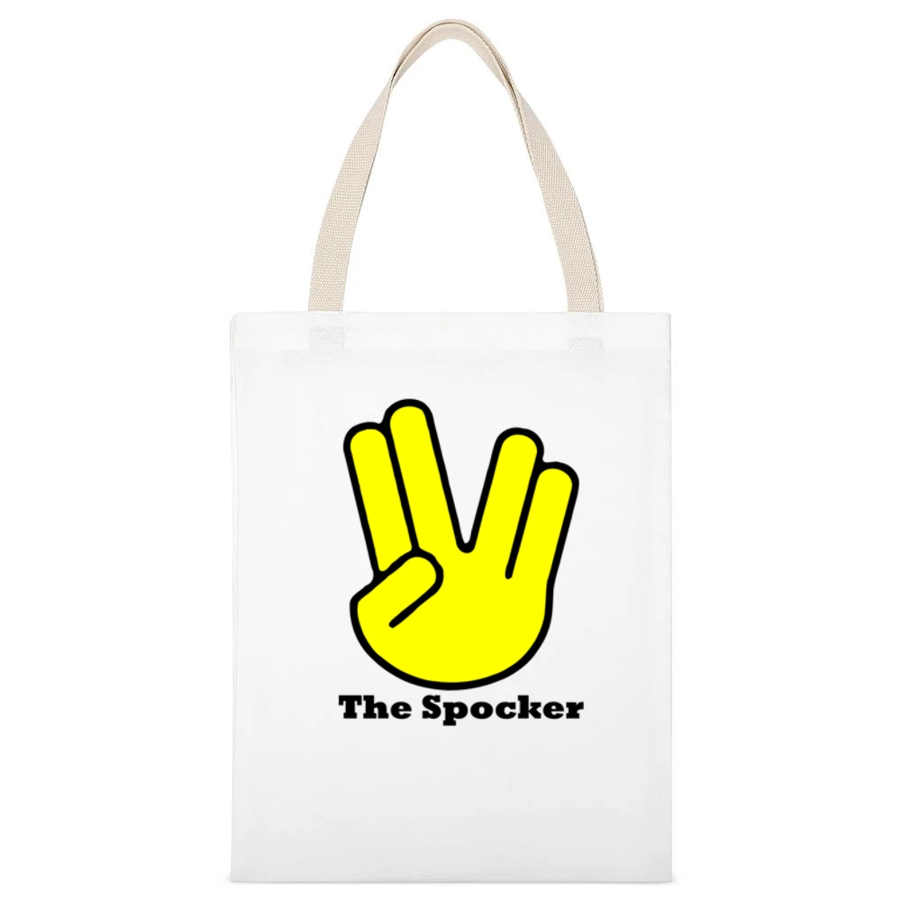 the spocker - spock vulcan hand sign star trek movies White Canvas Tote Shopping Bag