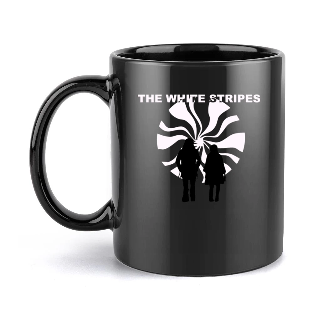 the white stripes rock band member logo Black Mug
