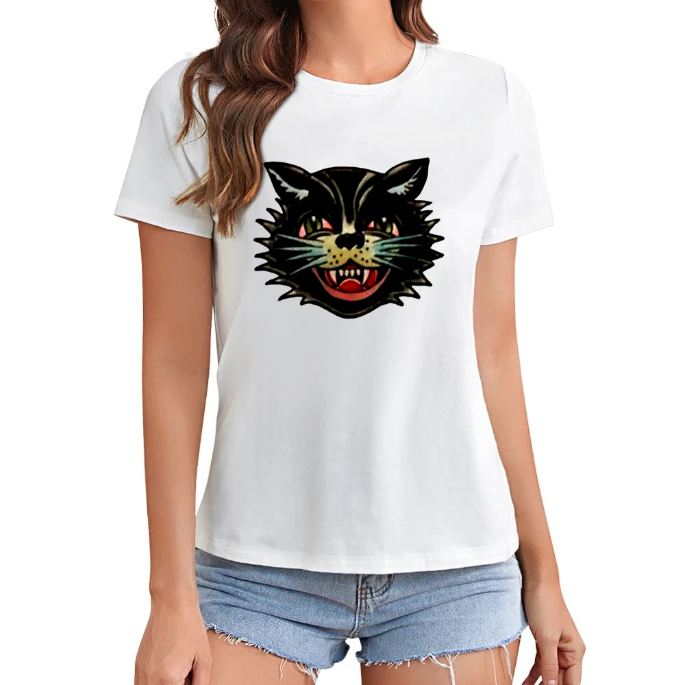 the wild black kitten Asian Size Women Ladies T-shirt