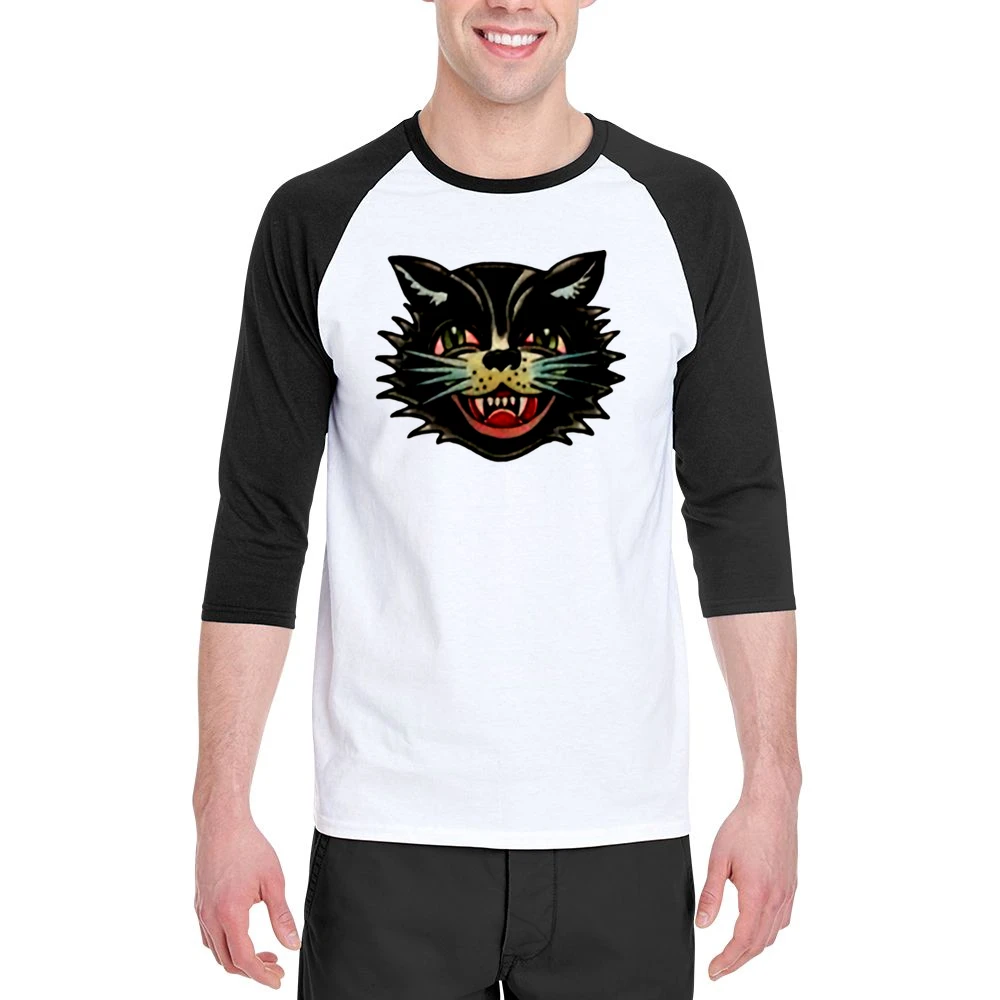 the wild black kitten Men 3/4 Sleeve T-Shirt