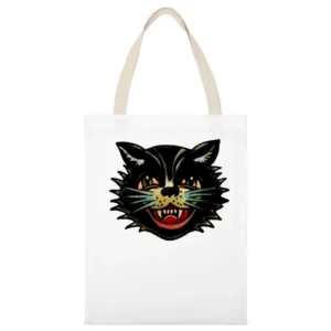 the wild black kitten White Canvas Tote Shopping Bag
