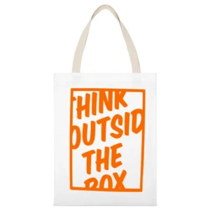think outside the box White Canvas Tote Shopping Bag