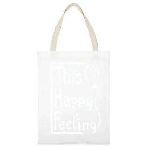 this happy feeling White Canvas Tote Shopping Bag