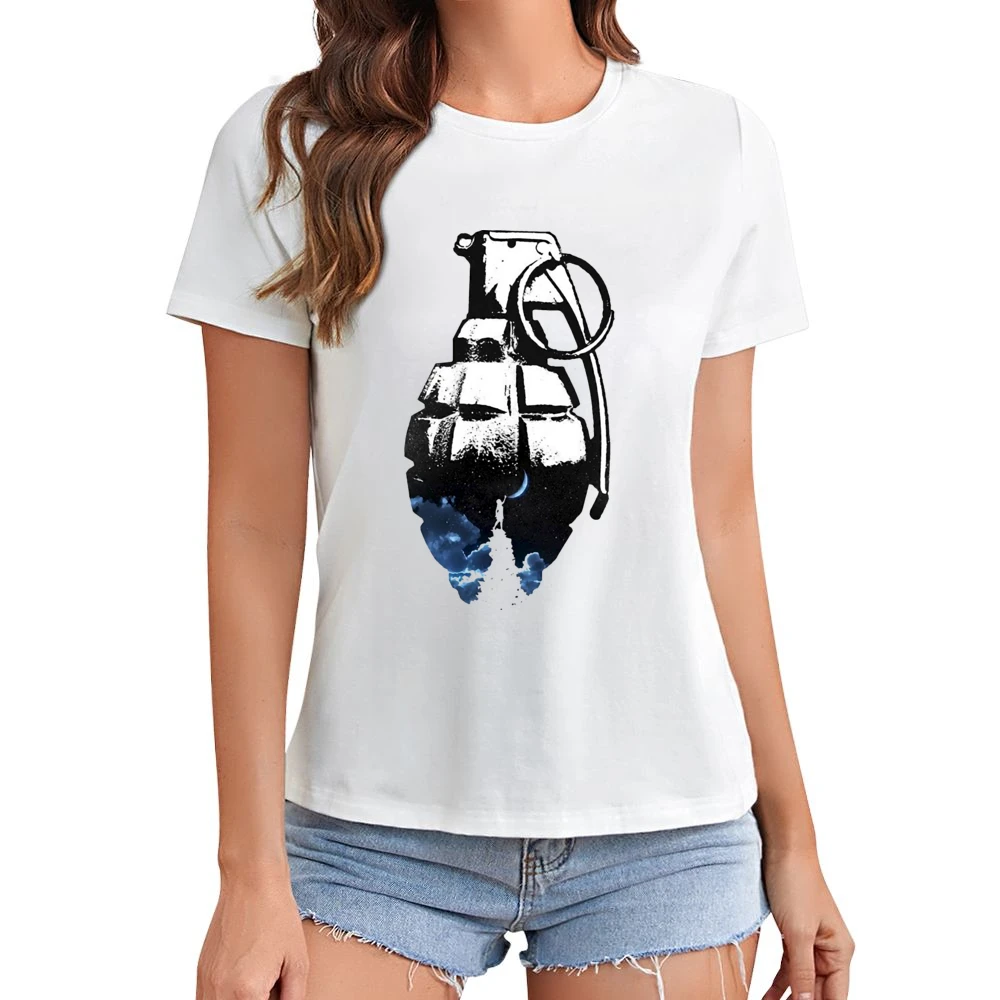 touching the moon grenade Asian Size Women Ladies T-shirt