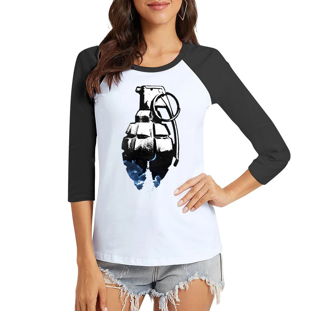 touching the moon grenade Women Ladies 3-4 Sleeve T-Shirt