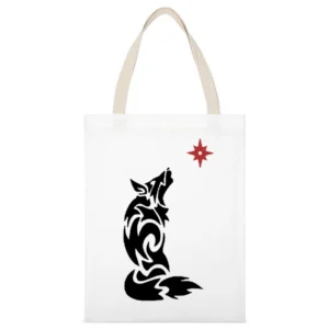 tribal wolf White Canvas Tote Shopping Bag