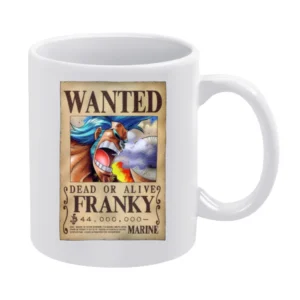 water seven cyborg franky wanted poster straw hat pirates member crew White Mug