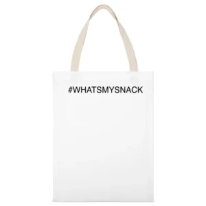 whatsmysnack Chris Pratt Instagram Hashtag Funny Trending Black Text T White Canvas Tote Shopping Bag