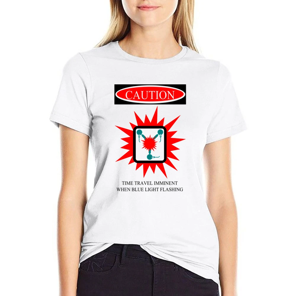 when blue light flashing US Size Women Ladies T-shirt