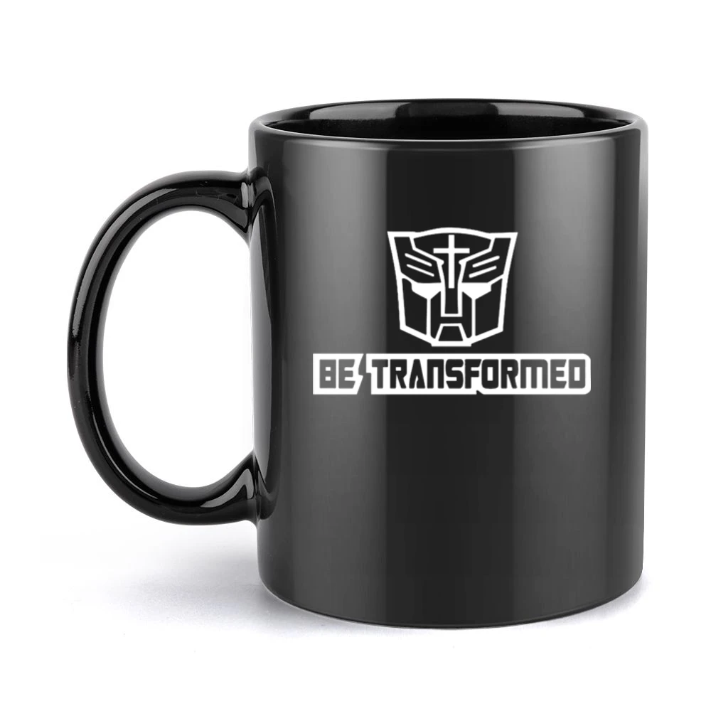 white Autobot transformers cross be transformed Black Mug