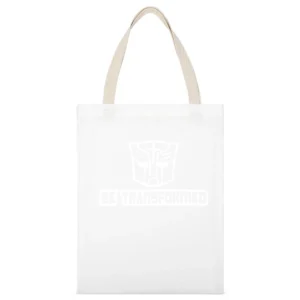 white Autobot transformers cross be transformed White Canvas Tote Shopping Bag