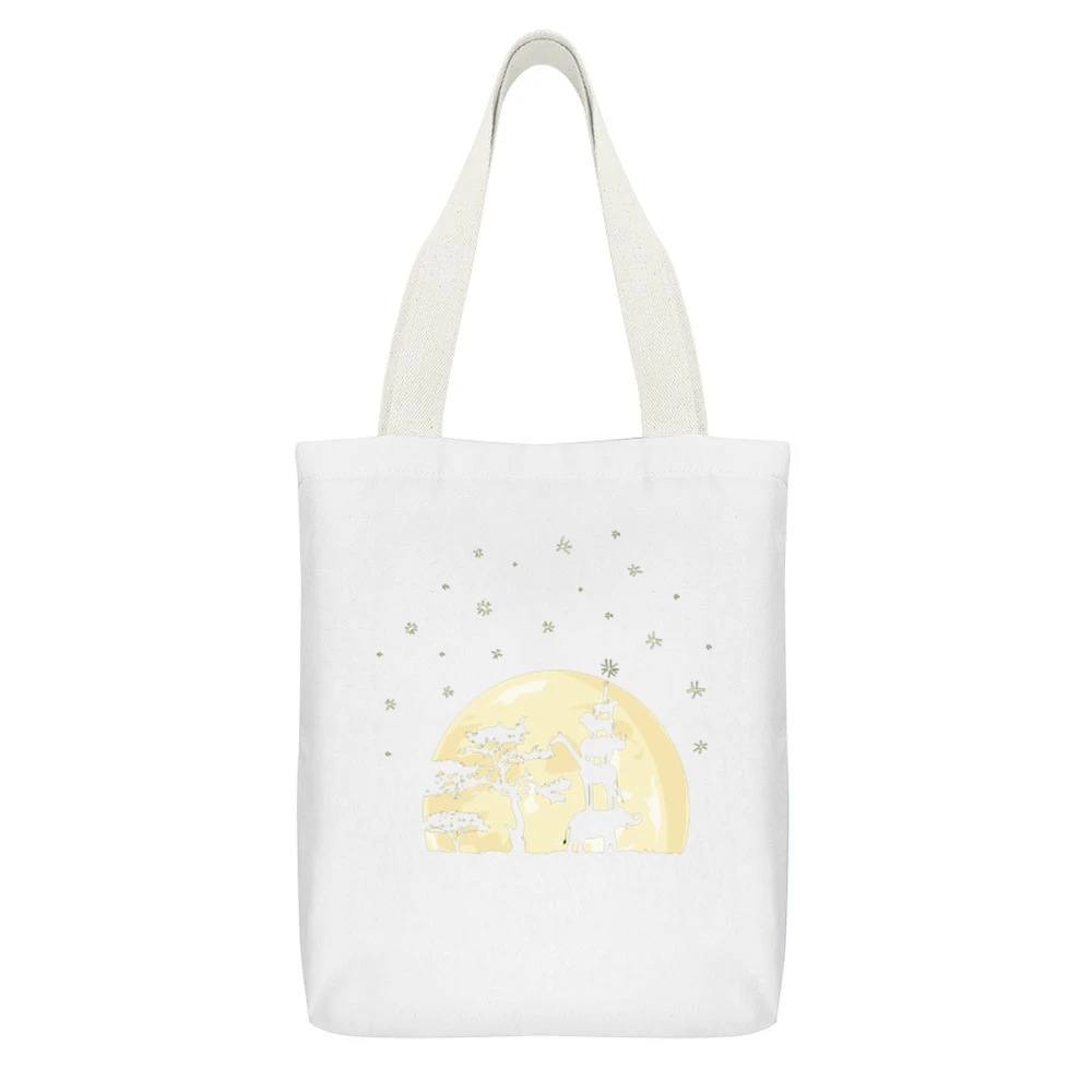 wildlife animals touch the star White Canvas Tote Shopping Bag With Interior Pocket