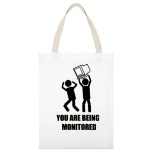 you are being monitored desktop computer monitor funny White Canvas Tote Shopping Bag